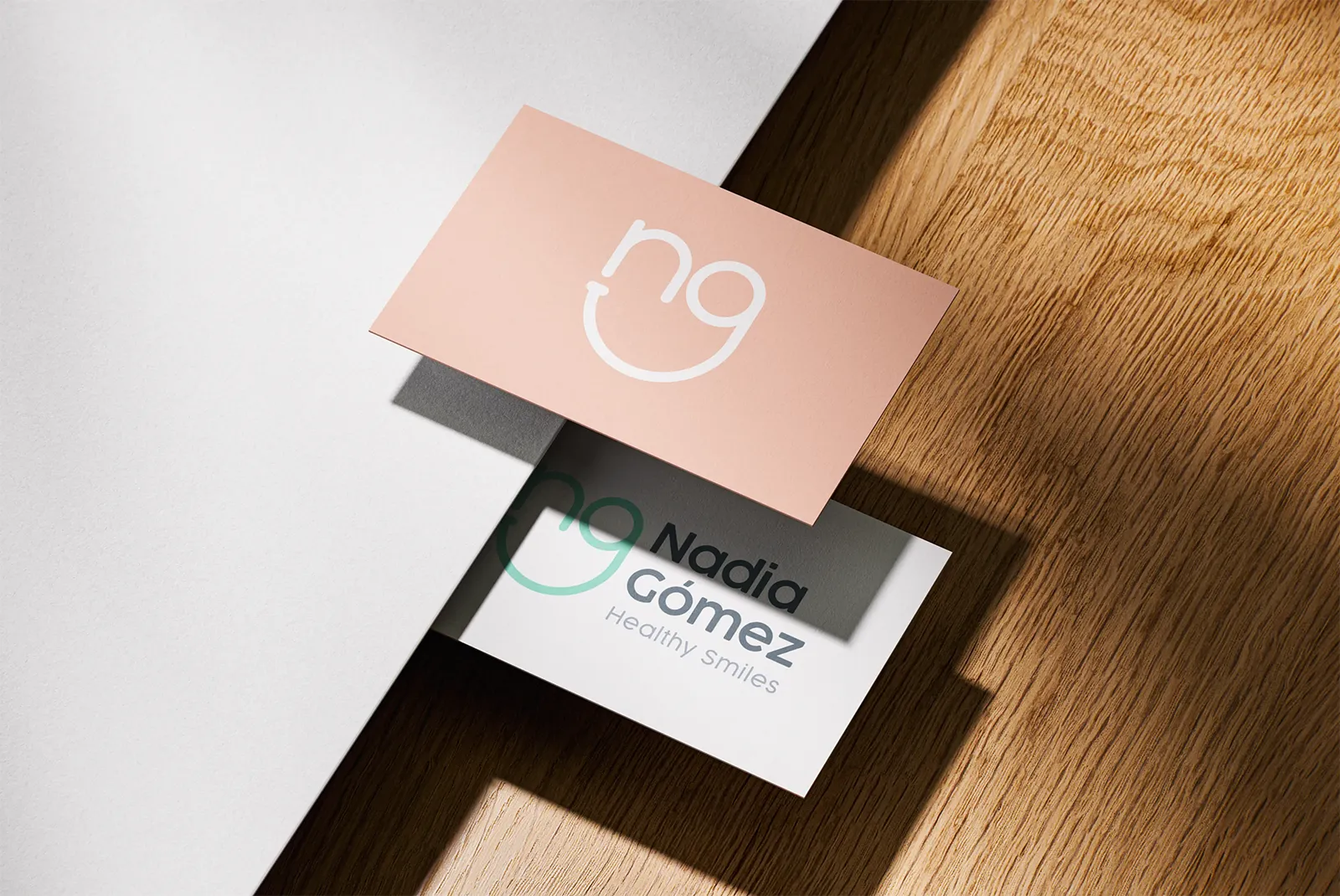 architect-36 Dental clinic business card over a table
