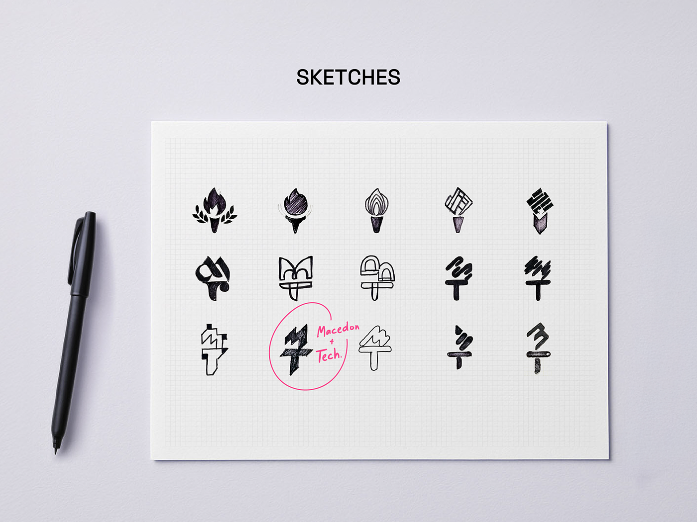 Logo hand drawing over a blank page