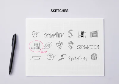 Logo Sketches a Financial Company in the US in a Blank Page
